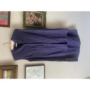 Neiman Marcus 100% Linen Sleeveless Tunic Top - Navy Blue - Sz Medium